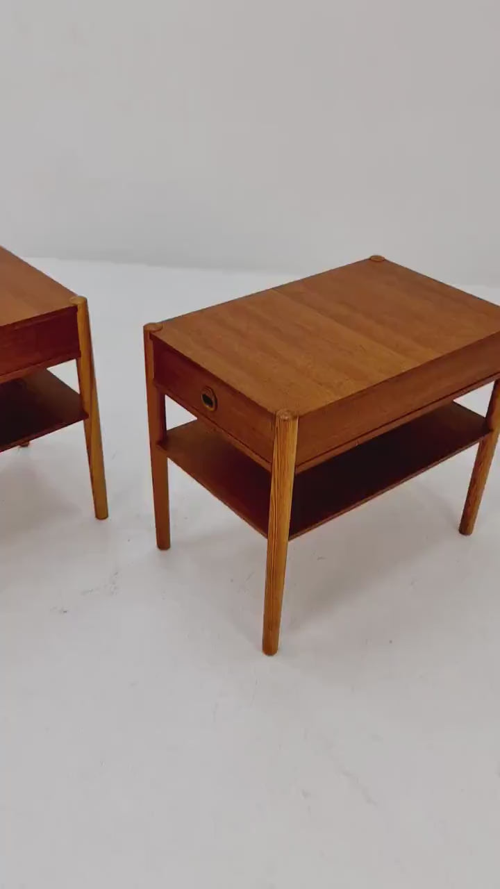Mid century Danish teak & Oak  bedside tables/ nightstands , 1960s, set of 2
