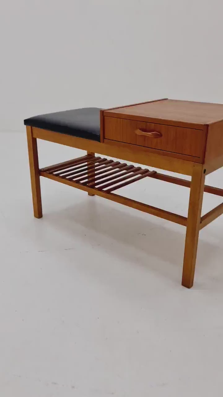 Danish teak telefon table/ hallway table By Jörgen Maahr/Otto Nielsen, 1960s