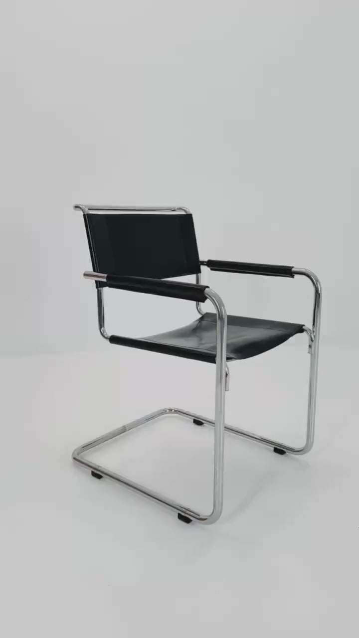 Mid century  Black Leather S34 Cantilever Armchair by Mart Stam for Thonet ,1980s