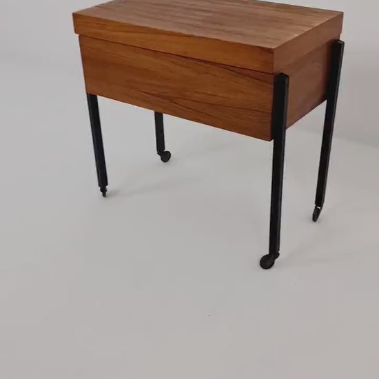 Vintage teak sweing table/ side table cabinet, 1960s