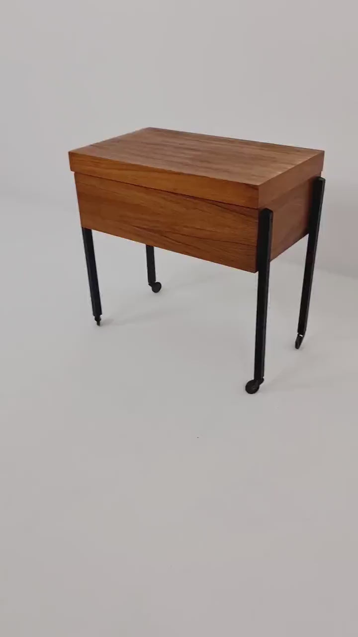 Vintage teak sweing table/ side table cabinet, 1960s