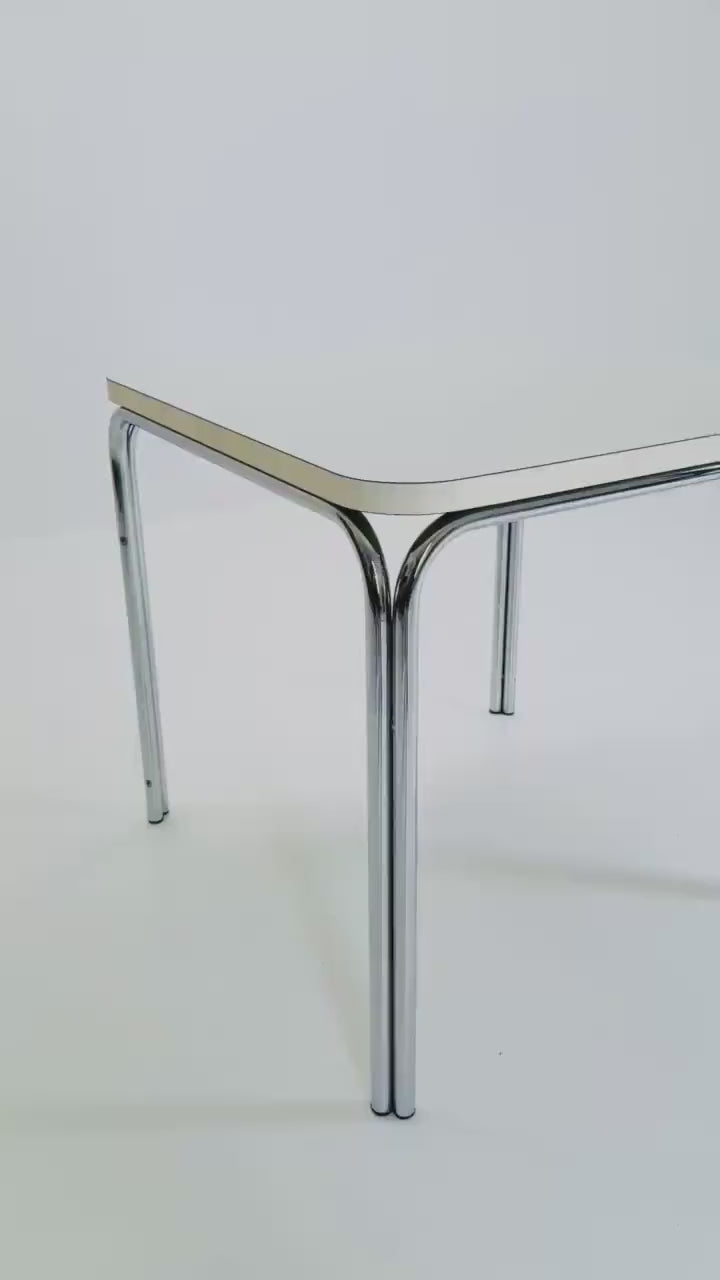 Mid Century Bauhahus White Square Dining Table by Thonet, Germany 1980s