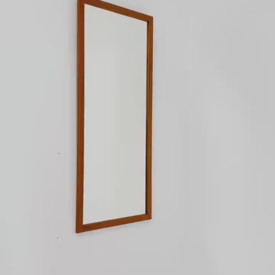Big Teak mid-century Modern wall-mounted mirror , 1960s