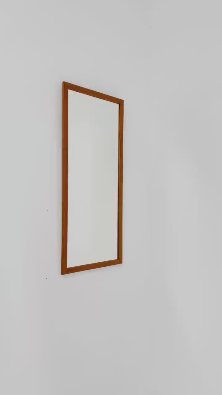 Big Teak mid-century Modern wall-mounted mirror , 1960s