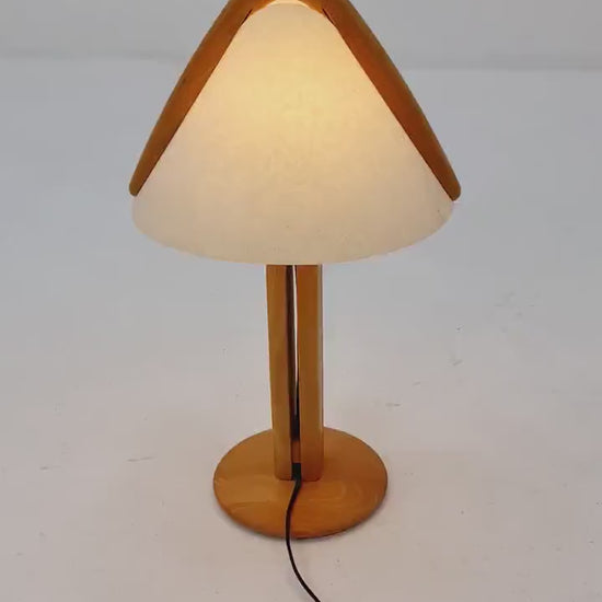 Vintage Danish ash wood large table lamp, 1980s