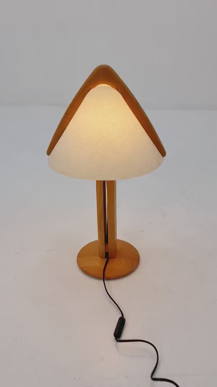 Vintage Danish ash wood large table lamp, 1980s