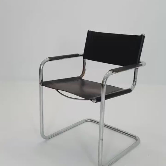 Mid-Century Bauhaus S34 Mart Stam  Chocolat Brown armchair Italy, 1980s