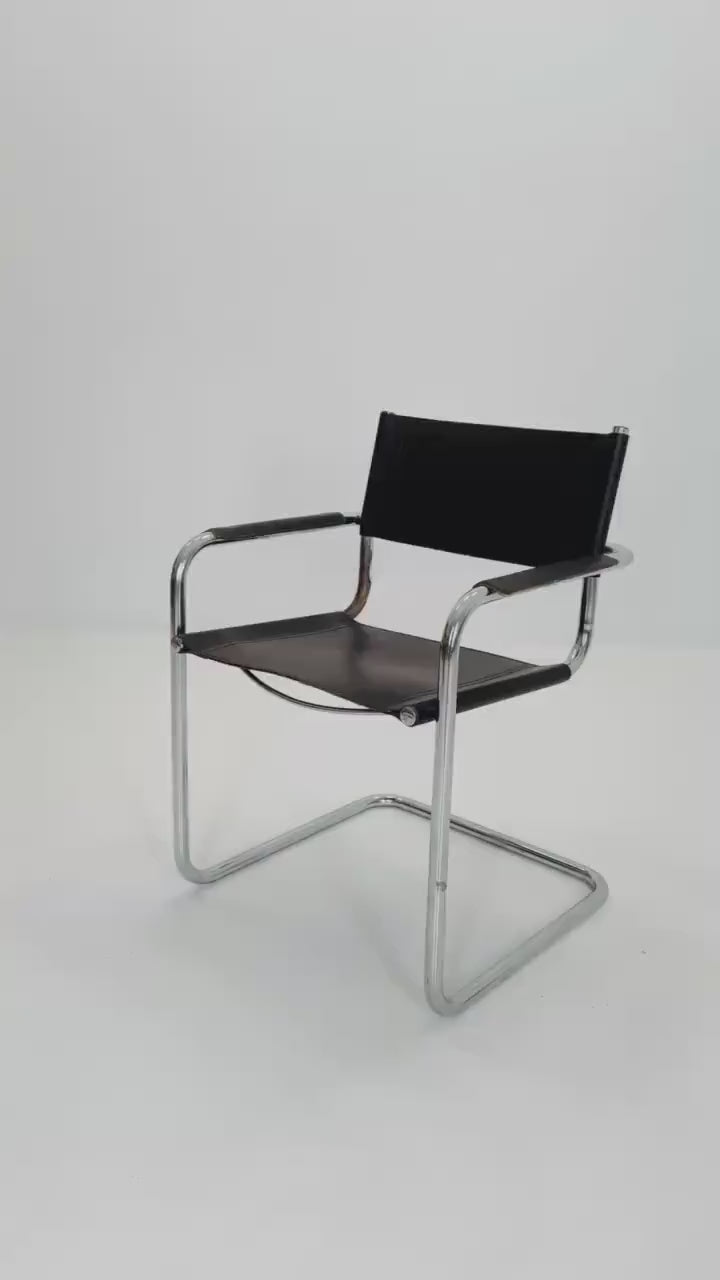 Mid-Century Bauhaus S34 Mart Stam  Chocolat Brown armchair Italy, 1980s