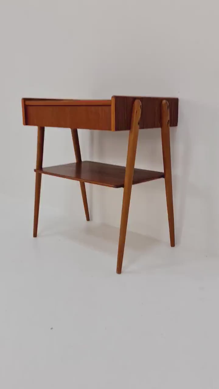 Midcentury Carlstrom & Co teak - rosewood vintage side table/ bedside table/ night stand, 1960s