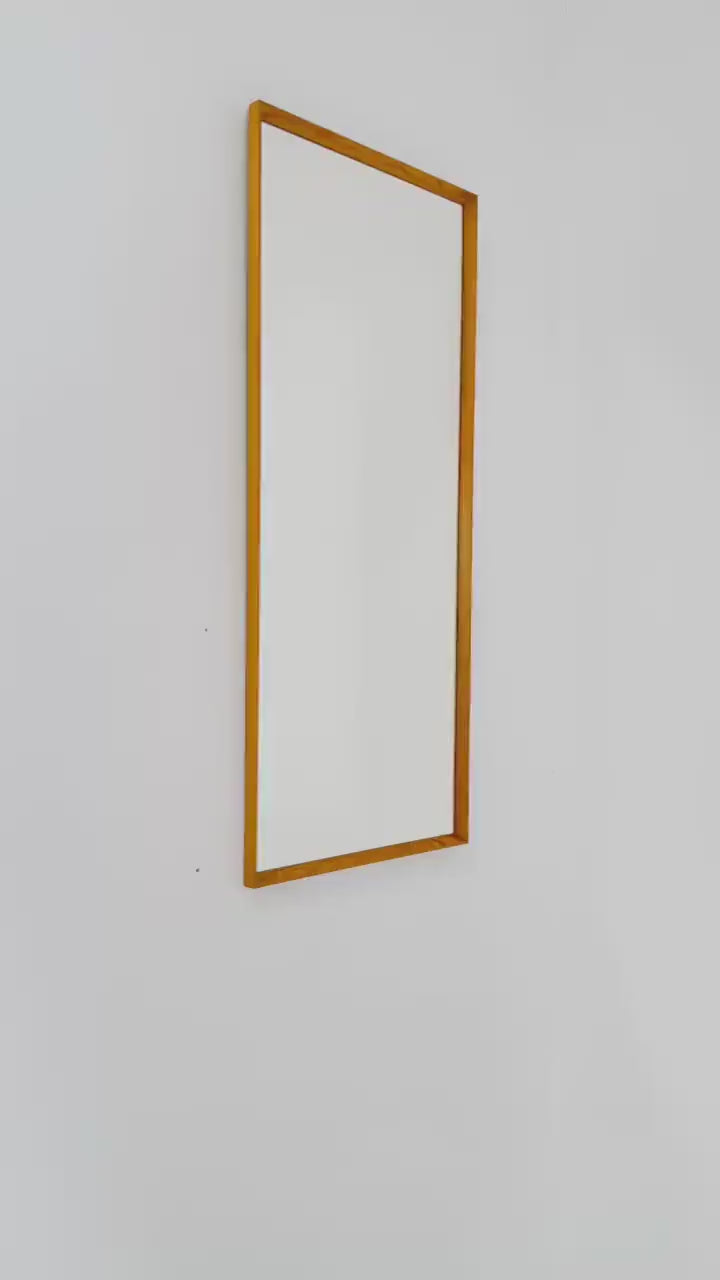 Oak Swedish mid-century Modern wall-mounted mirror By G&T Sweden 1960s