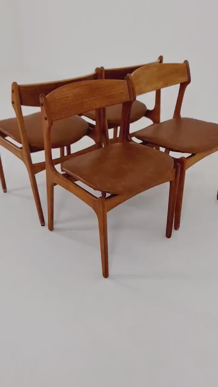 Vintage Danish teak dining/desk chairs by Erik Buch for O D Möbler, 1960s Set of 4