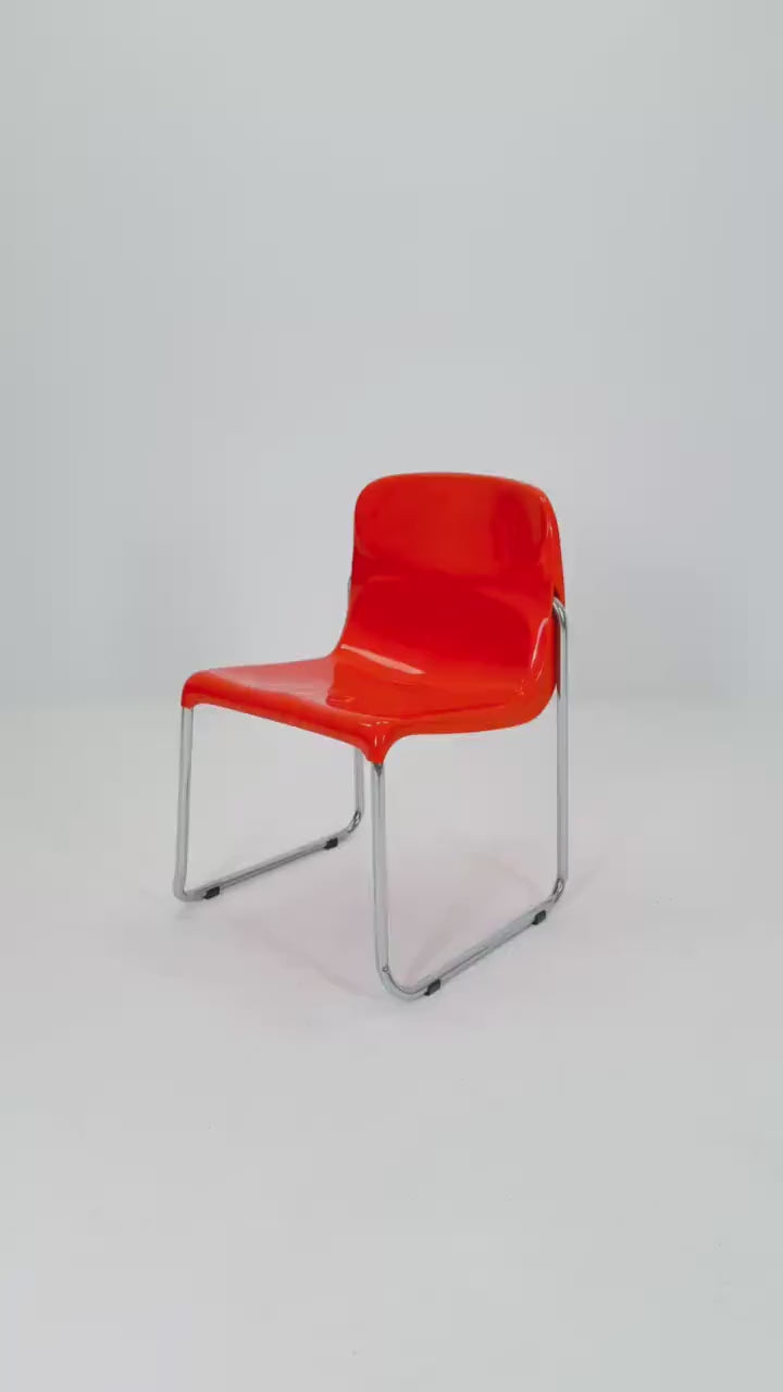 1 of 8 Mid Century Space Age Orange Chair by EKA Möbel, Germany 1970s