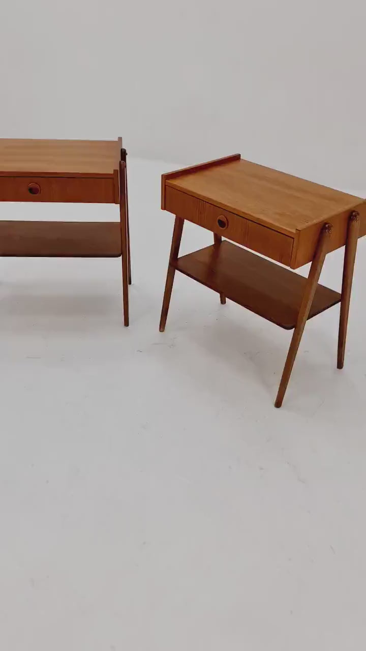 Mid century Danish teak side tables/ Bedside tables/ Nightstands, Denmark, 1960s, set of 2