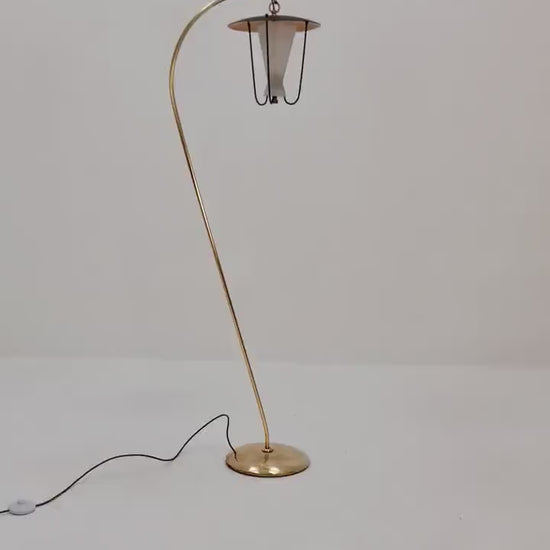 Mid century brass German arc floor lamp, 1960s