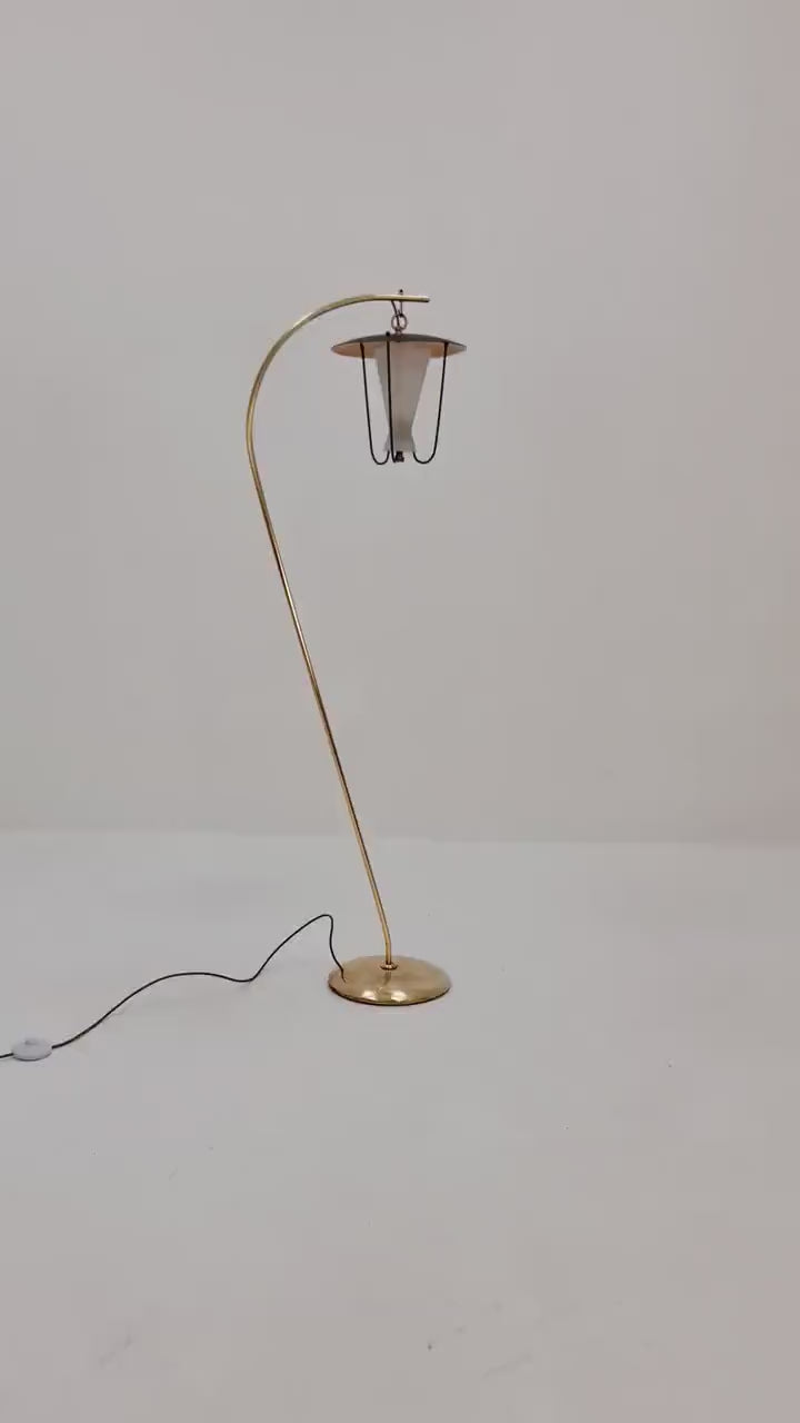 Mid century brass German arc floor lamp, 1960s